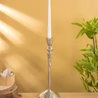 Подсвечник "Вормик" алюминий 39 см, цв. серебро