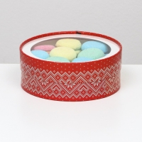 Новый год. Коробка подарочная новогодняя для макарун тубус с окном "Узор" 18 х 18 х 6 см. Новый год. Коробка подарочная новогодняя для макарун тубус с окном "Узор" 18 х 18 х 6 см.