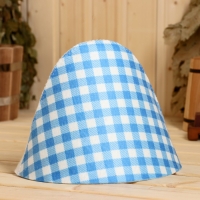 Шапка для бани "Клетка голубая" принт Шапка для бани "Клетка голубая" принт