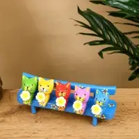 Сувенир "Котята на скамейке" дерево 19х8х6 см, цв. голубой