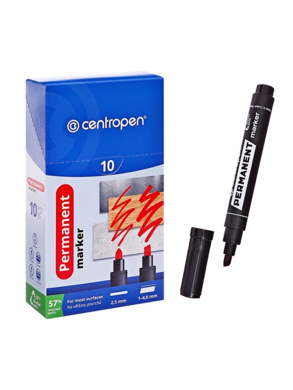 Маркер перманентный скошенный 5.0 мм Centropen 8576, линия 1 - 4.6 мм, цвет чёрный
