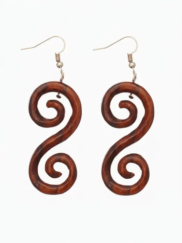 Серьги " Спираль" дерево соно
