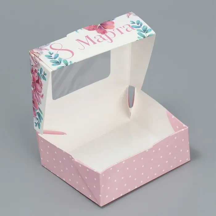 Кондитерская упаковка, коробка с ламинацией &laquo;8 марта&raquo;, 10 х 8 х 3.5 см