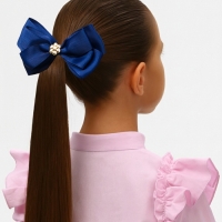 Резинка для волос "Школьница" бант ромашка классик, 11 см, синий