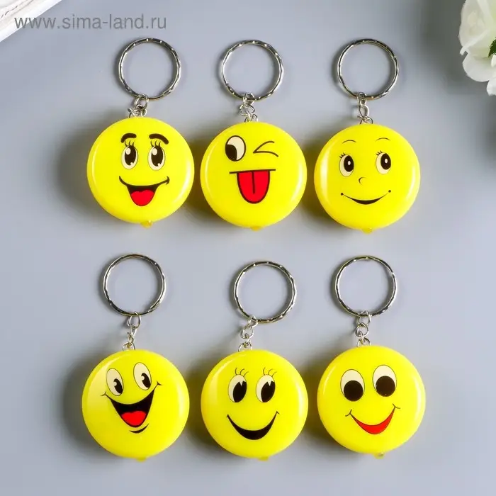 Фонарик свет на кольце "Смайлик-рожица" светит МИКС 1х4х4 см