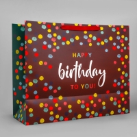 Пакет подарочный ламинированный вертикальный, упаковка, &laquo;С днём рождения&raquo;, XL 49 х 40 х 19 см