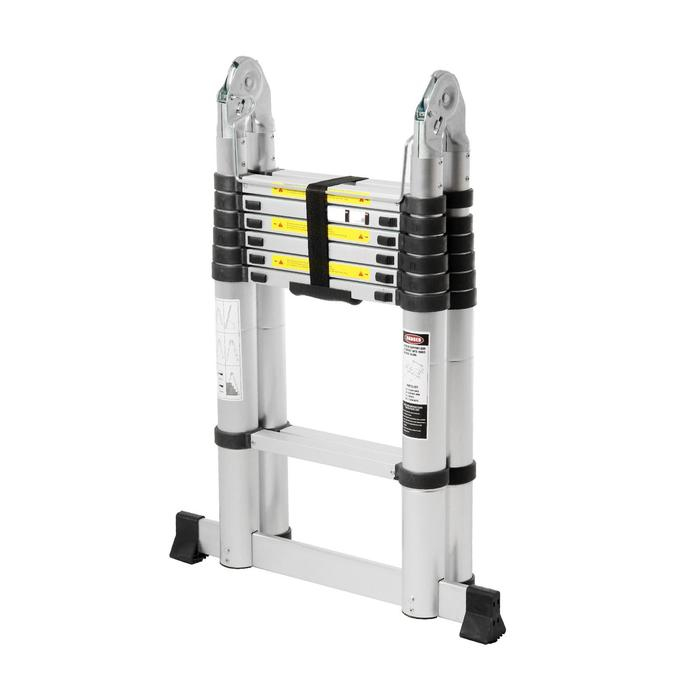 Стремянка-лестница телескопическая ТУНДРА, раскладная, алюминиевая, 2.2 х 2.2 м