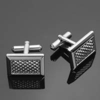 Запонки нержавеющая сталь &laquo;Прямоугольник&raquo; с точечным нанесением, цвет серебро