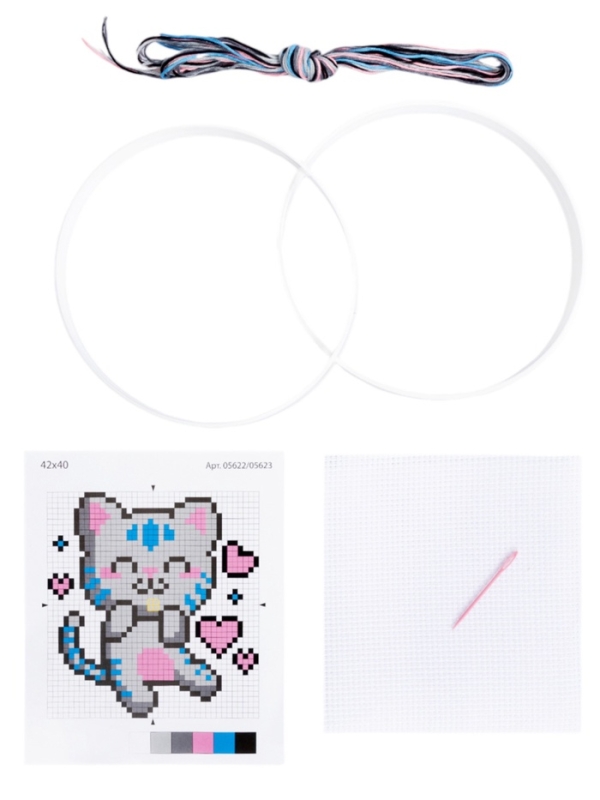 Набор для творчества. Вышивка "Счастливый котик" (с пяльцами) 05622