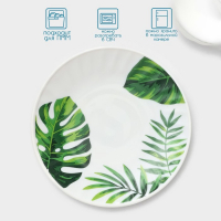 Сервиз чайный &laquo;Лист папоротника&raquo;, 12 предметов: чашка 200 мл, блюдце d=14 см, стеклокерамика, цвет белый