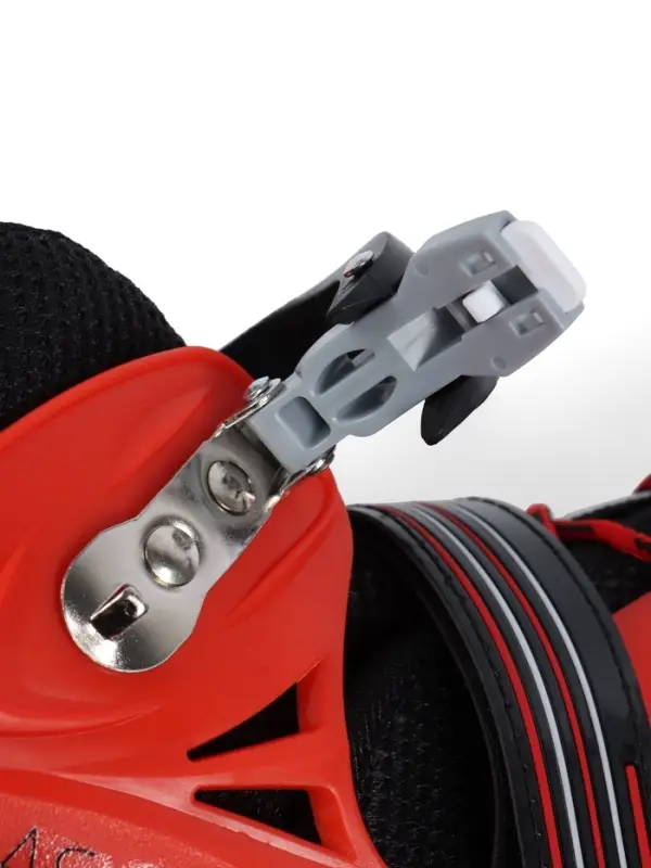 Коньки детские раздвижные BlackAqua, р. 30-33, для фитнеса, с роликовой платформой, красные, чёрные