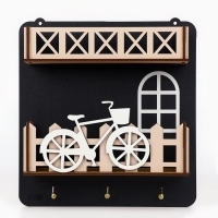 Ключница настенная с полкой и карманом, велосипед, 19,2 х 20 см. Ключница настенная с полкой и карманом, велосипед, 19,2 х 20 см.