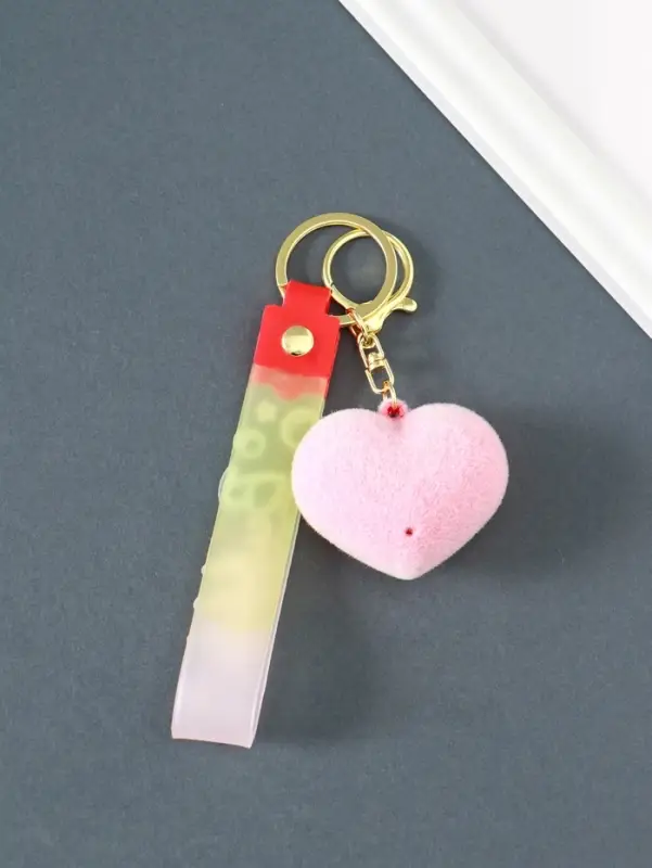 Брелок с карабином, ремешком "Бархатное сердце" 2х5,3х20,5 см