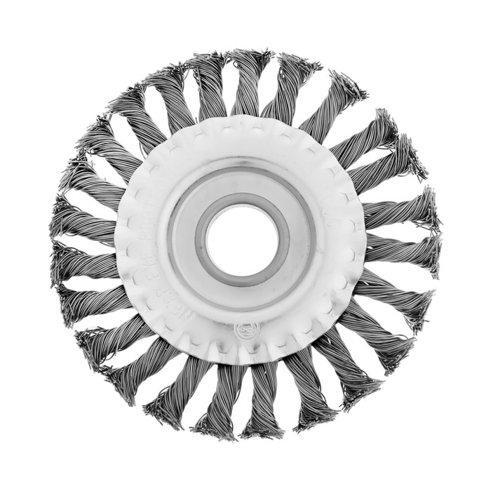 Щетка металлическая для УШМ ТУНДРА, крученая проволока, плоская, посадка 22 мм, 125 мм