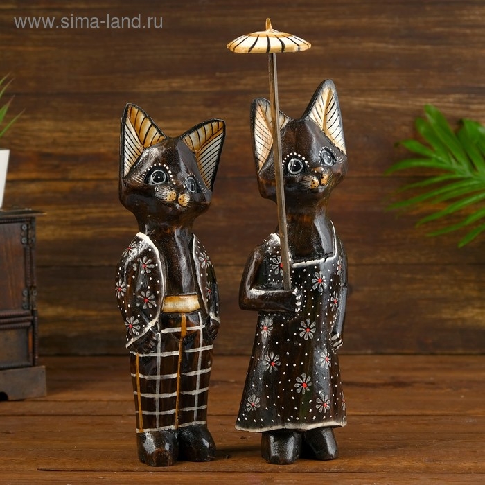 Сувенир дерево "Парочка котишек" (набор 2 шт) 30х30х9 см