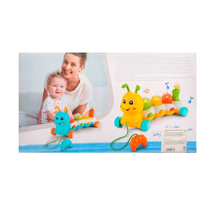 Музыкальная каталка на веревке &laquo;Гусеница&raquo;, световые и звуковые эффекты