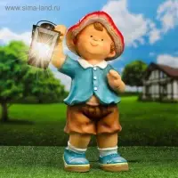 Садовая фигура "Гномик-грибочек с фонарем" 21х15х45см