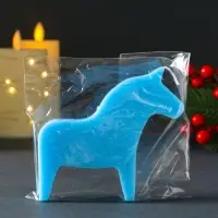 Свеча новогодняя "Лошадка" 110х100 мм, голубой