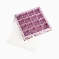 Коробка под 16 конфет с ячейками «Цветы», 19 х 19 х 3 см Коробка под 16 конфет с ячейками «Цветы», 19 х 19 х 3 см