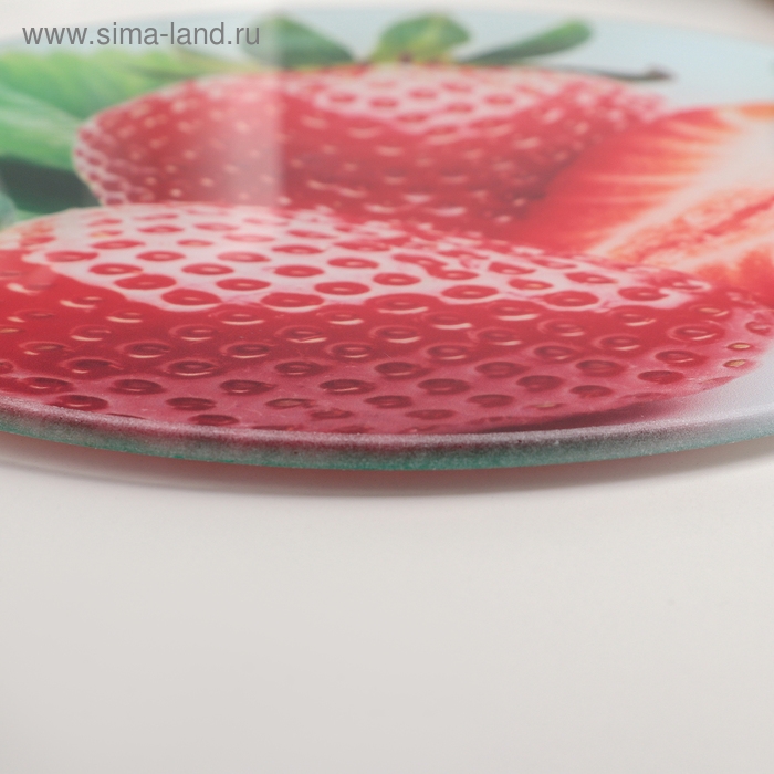 Доска разделочная стеклянная Доляна &laquo;Сладкая клубничка&raquo;, d=20 см