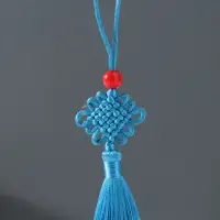 Подвеска текстиль, пластик "Узел счастья и бесконечности" голубая 8,5 см