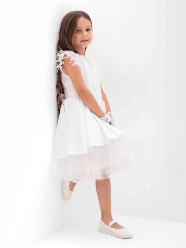 Платье нарядное детское KAFTAN, р.30 (98-104 см), белый