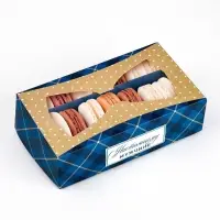 Кондитерская упаковка для макарун с окном, &laquo;Настоящему мужчине&raquo;, 11 х 19 х 5.5 см