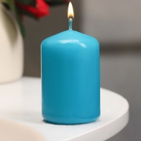 Свеча - цилиндр, 4&times;6 см, 9 ч, бирюза