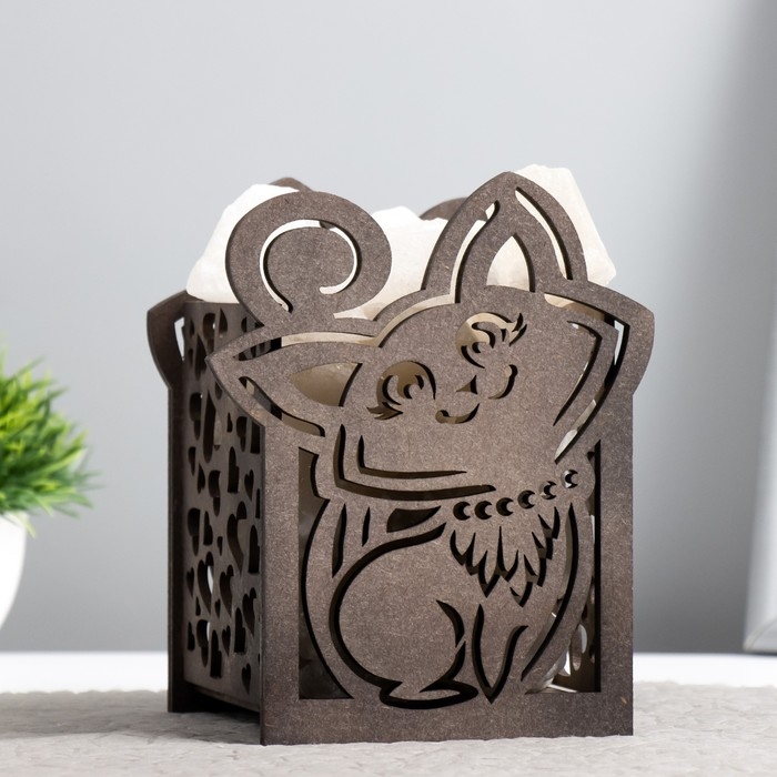 Соляной светильник Соляной светильник "КОШЕЧКА" деревянная Е14 15Вт 1,4 кг