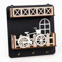 Ключница настенная с полкой и карманом, велосипед, 19,2 х 20 см. Ключница настенная с полкой и карманом, велосипед, 19,2 х 20 см.