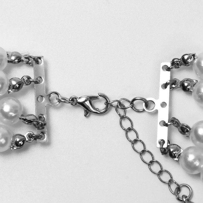 Колье с жемчугом &laquo;Готика&raquo; кровавое, шар №6, цвет красно-белый в серебре, L=32 см