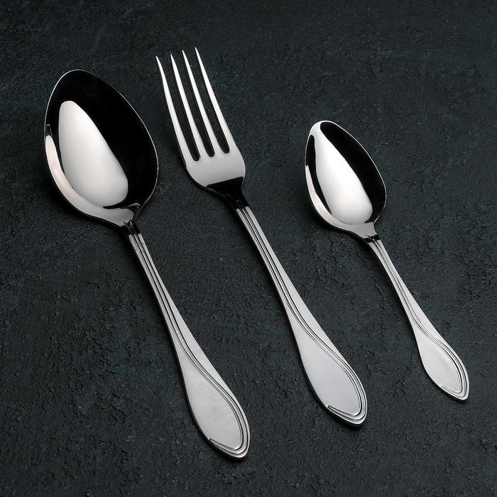 Набор столовых приборов &laquo;Волна&raquo;, 18 предметов, картонная коробка, цвет серебряный