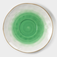 Чайная пара фарфоровая Доляна &laquo;Космос&raquo;, 2 предмета: чашка 250 мл, блюдце d=16 см, цвет зелёный