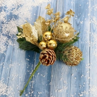 Декор "Зимние мечты" шиповник в бисере, 18 см, золото Декор "Зимние мечты" шиповник в бисере, 18 см, золото