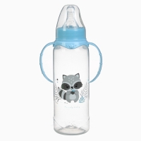 Бутылочка для кормления &laquo;Lovely baby&raquo; 250 мл, цилиндр, с ручками, цвет голубой