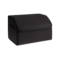 Органайзер кофр в багажник автомобиля LION, экокожа, соты, 50&times;30&times;30 см, черно-красный