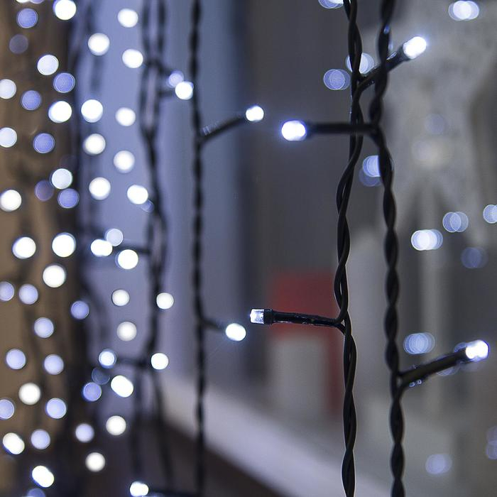 Гирлянда &laquo;Занавес&raquo; 2 &times; 6 м, IP44, УМС, тёмная нить, 1440 LED, свечение белое, 220 В