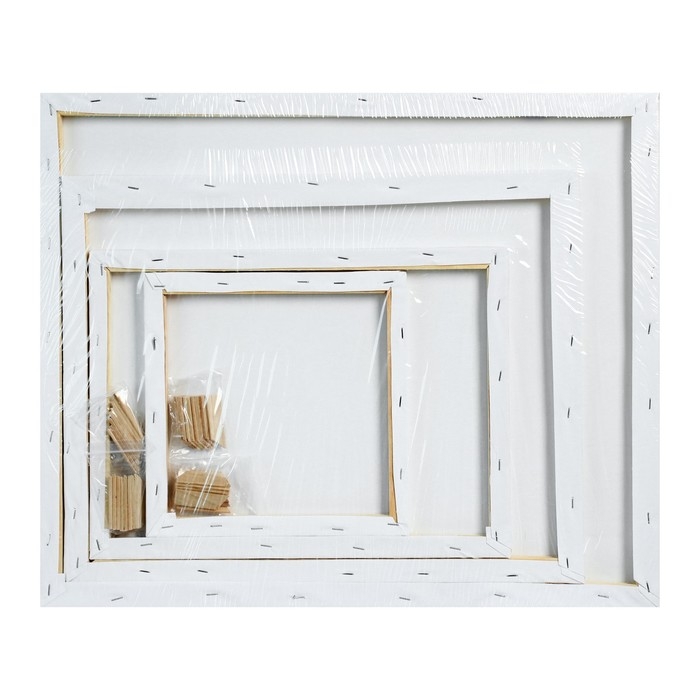 Набор холстов на подрамнике, 4 штуки, хлопок 100%, размер (25х25, 30х40, 40х50, 50х60 см), акриловый грунт, мелкозернистый, 280 г/м&sup2;