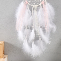 Ловец снов "Паутинка с цветком" пёрышки и тесьма 39х11 см