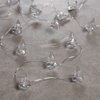 Гирлянда &laquo;Нить&raquo; 2 м роса с насадками &laquo;Снежная ёлочка&raquo;, IP20, серебристая нить, 20 LED, 2 режима, батарейки ААх2 (нет в комплекте), свечение тёплое белое