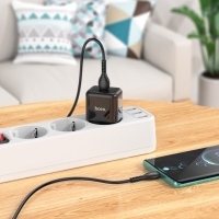 Сетевое зарядное устройство Hoco N32, 1 Type-C, 30 Вт, PD + QC, чёрное Сетевое зарядное устройство Hoco N32, 1 Type-C, 30 Вт, PD + QC, чёрное