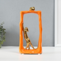 Сувенир керамика "Кошки-мышки - охота. Прямоугольник" оранжевый с золотом 6,2х12х24,5 см