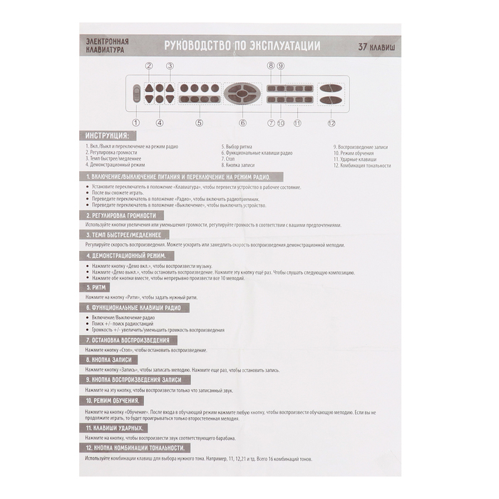 Синтезатор &laquo;Супер музыкант-2&raquo;: FM-радио, 37 клавиш, микрофоном и блоком питания