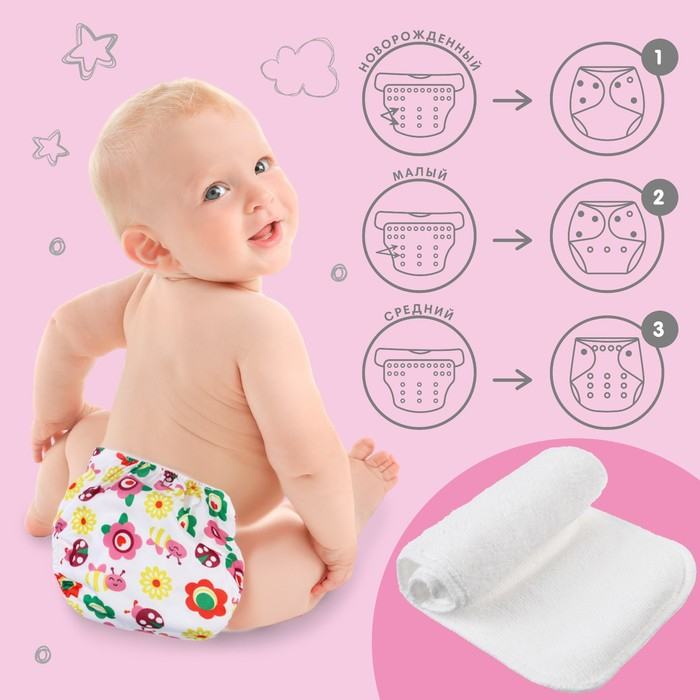 Трусики-подгузник, многоразовый, с вкладышем &laquo;Бабочки&raquo;, Крошка Я