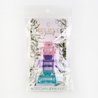 Краб для волос &laquo;Believe in yourself&raquo; 3 шт, 4 х 2,5 х 2 см.