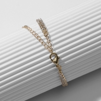 Браслет со стразами &laquo;Циркон&raquo; изыск, круг, цвет белый в розовом золоте, L=15см