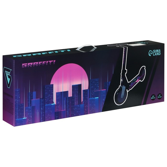 Самокат GRAFFITI, складной, колёса PU 200 мм, ABEC 7, цвет чёрный Самокат GRAFFITI, складной, колёса PU 200 мм, ABEC 7, цвет чёрный