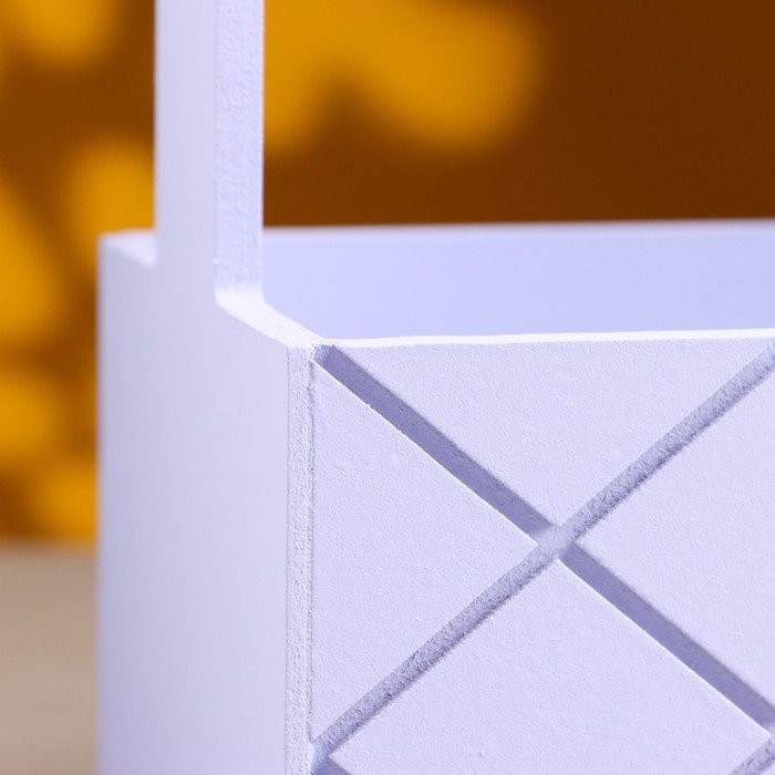 Кашпо деревянное Кашпо деревянное "Эллада большая, сетка", с ручкой, 25×12,5×10(25) см Лавандовый