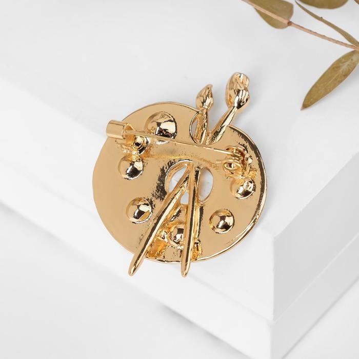 Брошь &laquo;Краски&raquo; палитра, цветная в золоте