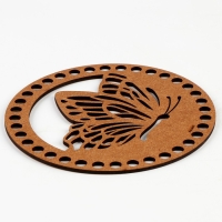 Донышко для вязания резное &laquo;Бабочка&raquo;, круг 15 см, хдф 3 мм